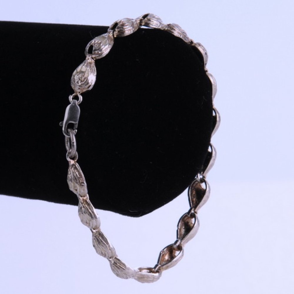 Silver Half-Shell Chain Bracelet - Vintage